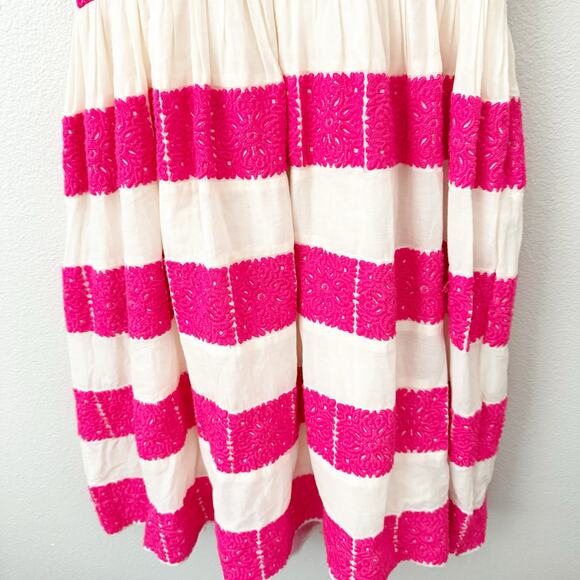 ANTHROPOLOGIE x LEIFSDOTTIR | Azalea Stitched Embroidered Dress Pink | Size 8 - Picture 3 of 9